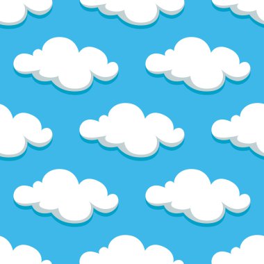 White clouds and sky seamless pattern
