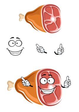 Cartoon fresh pork leg with bone