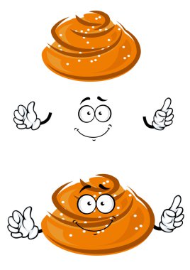 Cartoon sweet bun character with sesame seeds