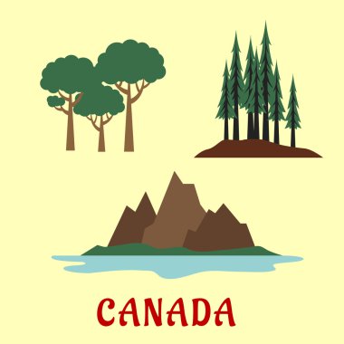 Canadian nature and landscape flat icons