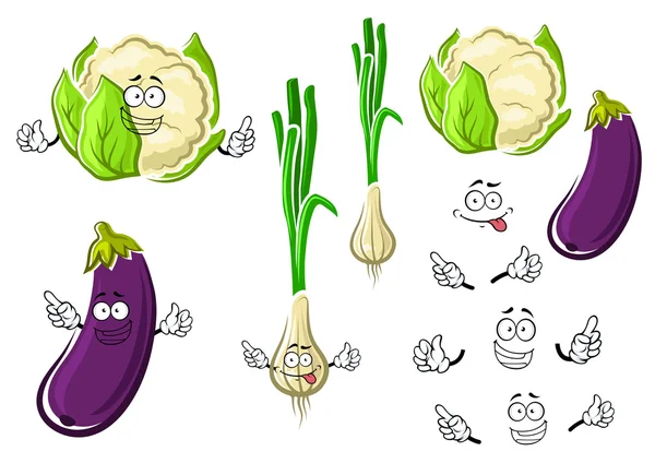 Cauliflower, onion and eggplant vegetables — Stockový vektor