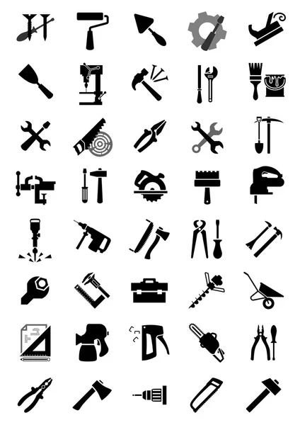 Black electric and manual tool icons — Stock Vector