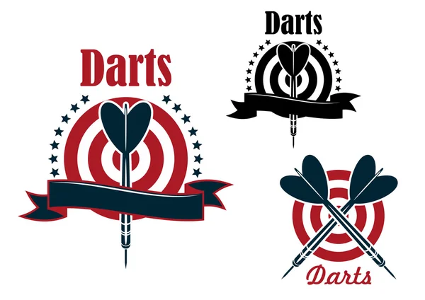 Sport game emblem with darts and board — Stockvector