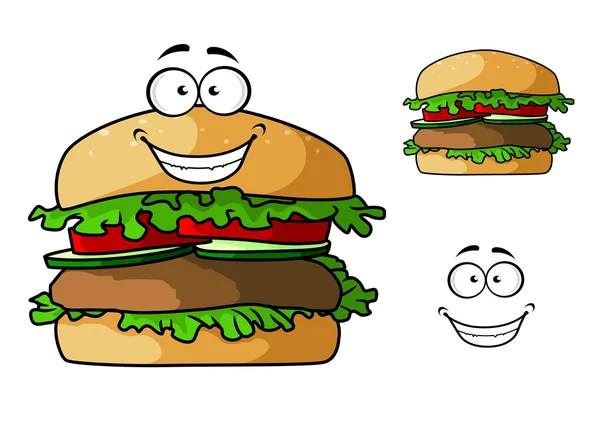 Мультяшний фаст-фуд гамбургер персонаж — стоковий вектор