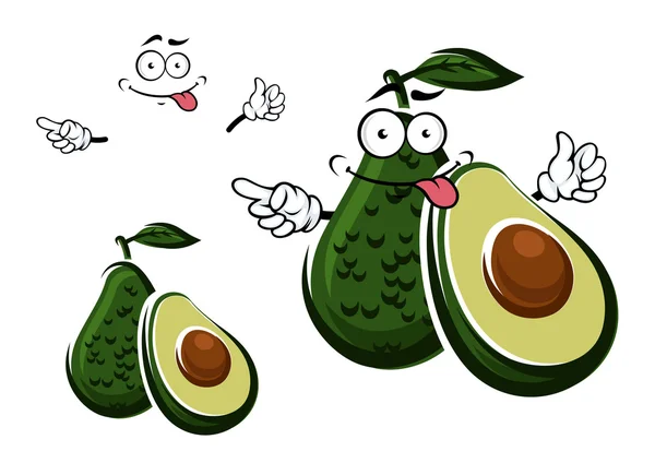 Avocado fruit character and seed with cut — ストックベクタ