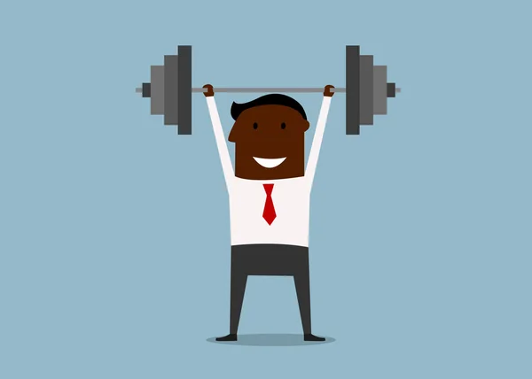 Strong businessman lifting heavy barbell — Stockový vektor