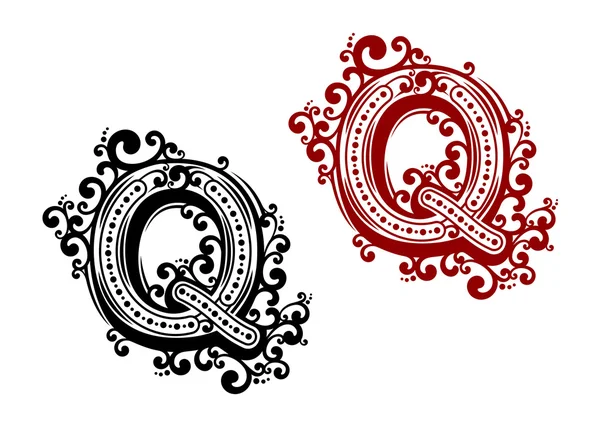 Capital letter Q with decorative elements — Stockvector