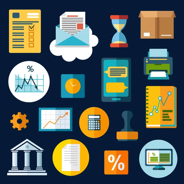 Business, financial and office flat icons — Stockvector