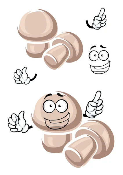 Cartoon funny champignon mushrooms characters — Stockvector