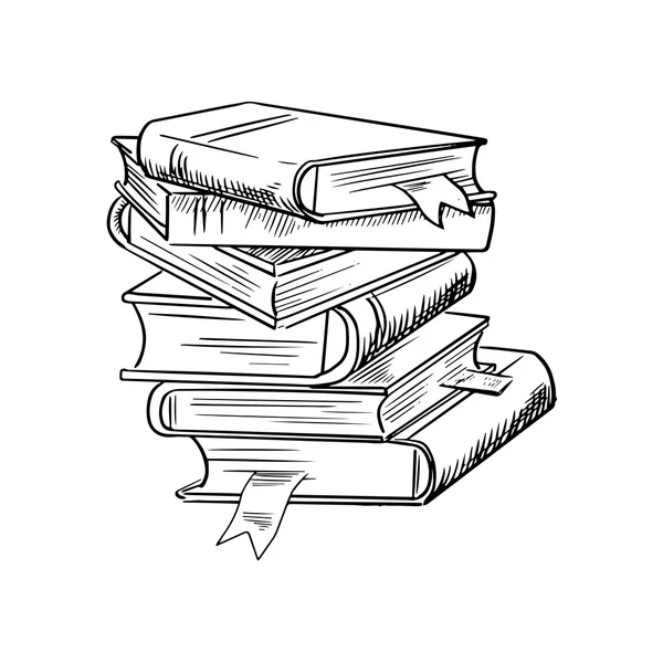 Pilha de livros com marcadores — Vetor de Stock