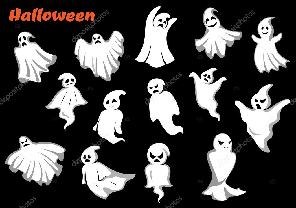 Flying Halloween monsters and ghosts
