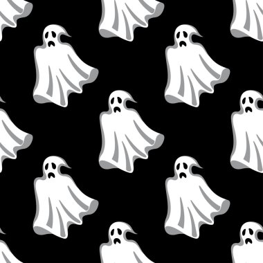 Seamless pattern of white Halloween ghosts