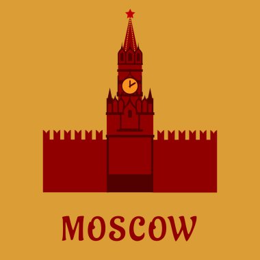 Moscow Kremlin landmark flat symbol