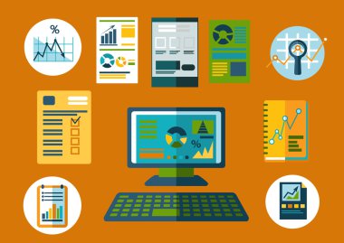 Business and financial planning flat icons