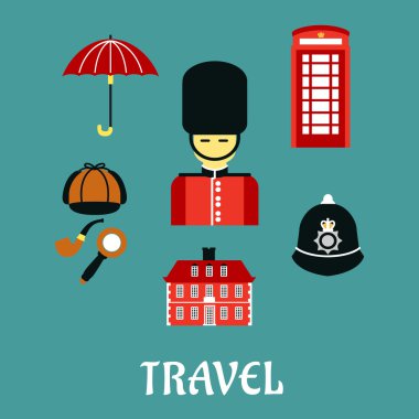 Great Britain travel flat icons clipart