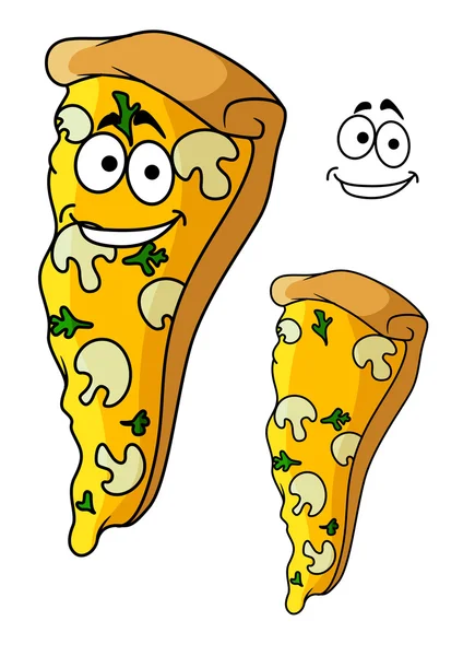 Saboroso pizza fatia personagem dos desenhos animados — Vetor de Stock