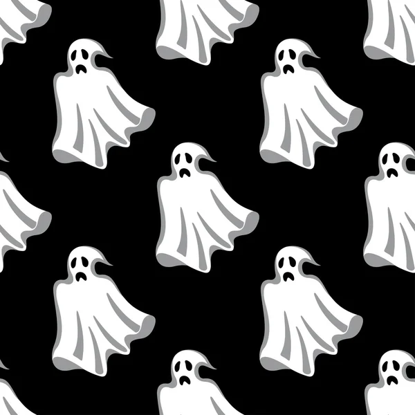 Seamless pattern of white Halloween ghosts — Stock Vector