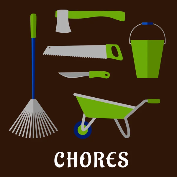 Gardening chores and tools flat icons — Wektor stockowy