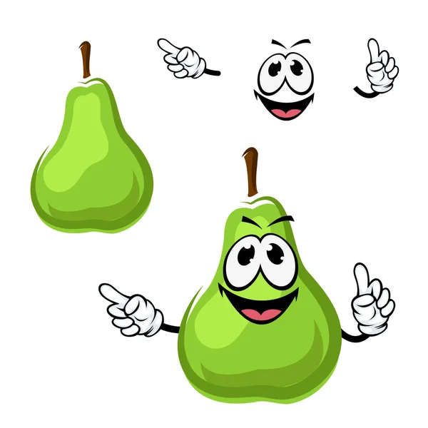 Dessin animé drôle de poire verte fruit — Image vectorielle