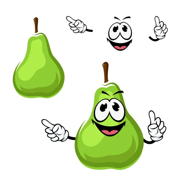 Cartoon funny green pear fruit — 图库矢量图片