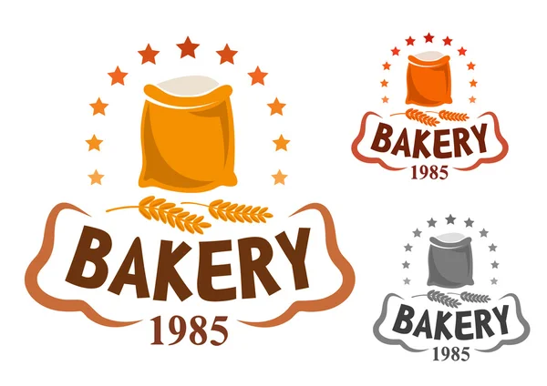 Bakery emblem with flour and wheat ears — Stock Vector