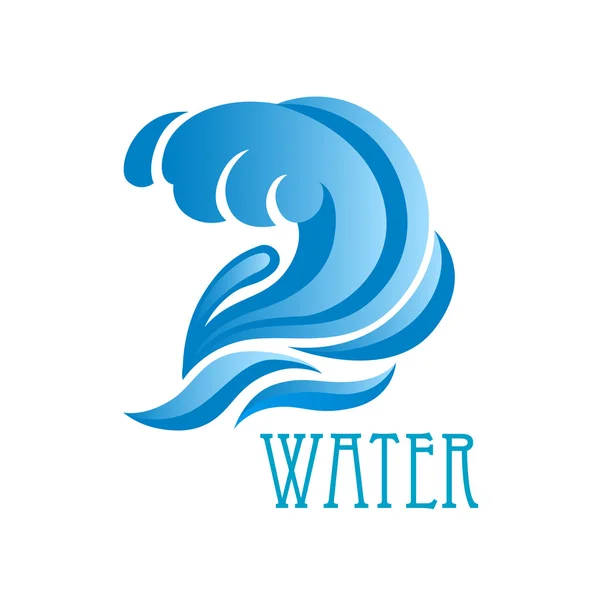 Blue wave with crest and flowing water drops — Stock vektor