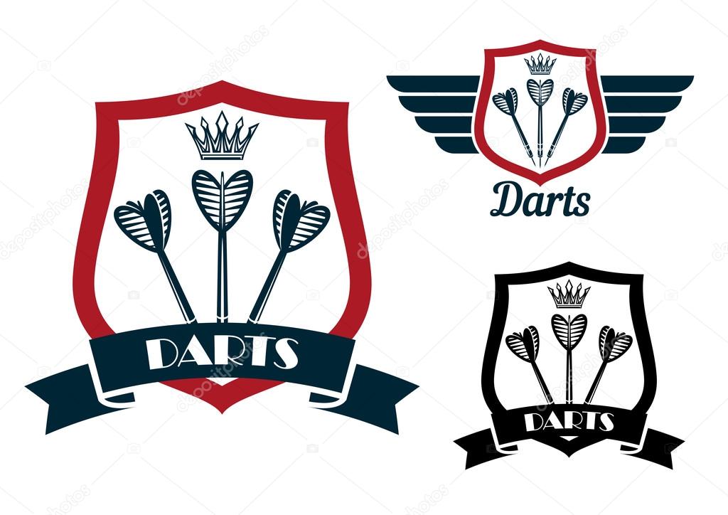 Darts emblems with arrows on shields