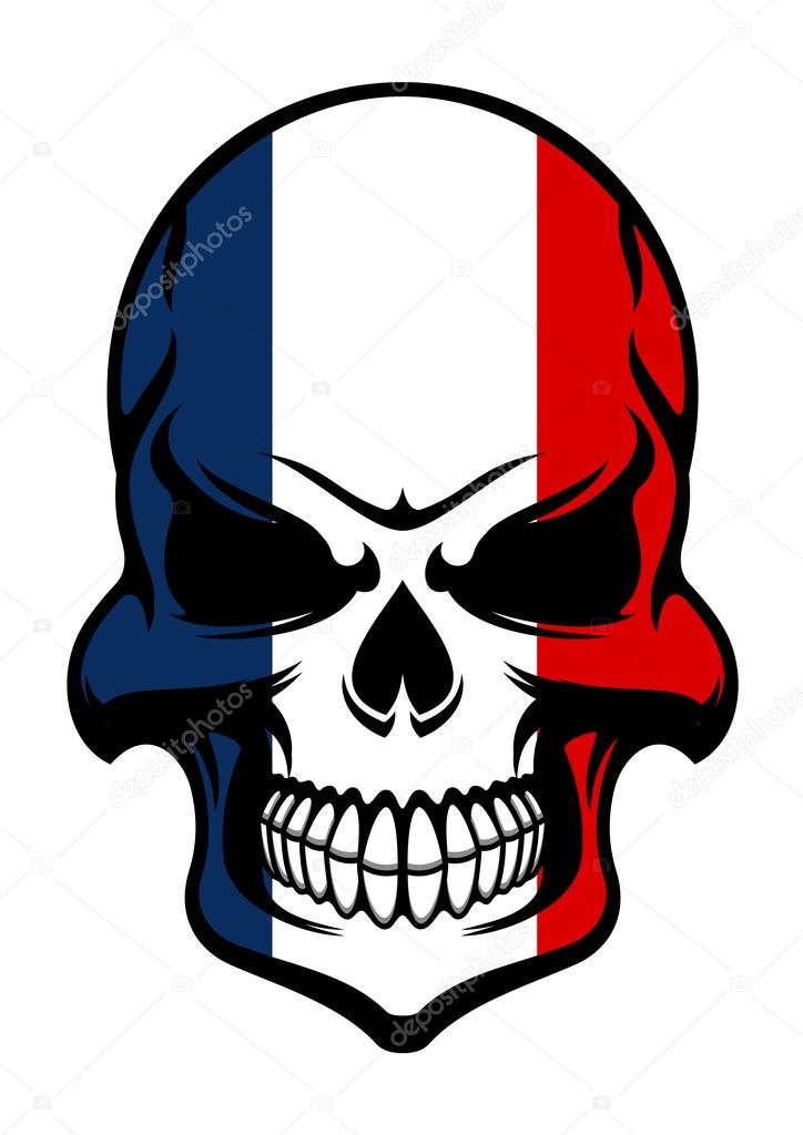 Skull in France flag colors — Stock Vector © Seamartini 84329792
