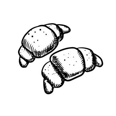 Fresh french croissants icons sketch