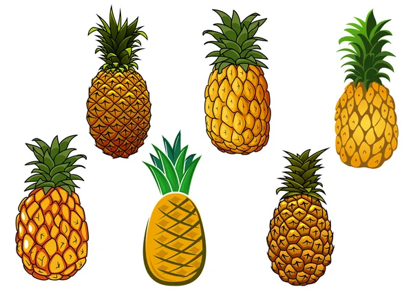 Tropical ripe yellow pineapple fruits — ストックベクタ