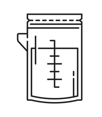 Bebek emzirme sütü kabı çizgisi simgesi ya da işareti. Bebek emzirme, ince çizgi vektör sembolü, kadın emzirme çizgisi işareti. Anne sütü konteynırlı annelik simgesi ya da piktogram