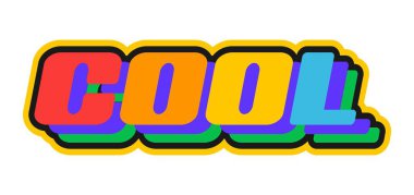 Havalı Y2K vintage çıkartması, eski baskı ya da etiket. Antika, izole edilmiş vektör yaması, renkli retro titreşim etiketi. 60 'ların Y2K çıkartması veya havalı tipografi metni olan hippi 80' lerin etiketi