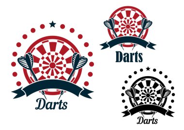 Darts icons with arrows and dartboard clipart