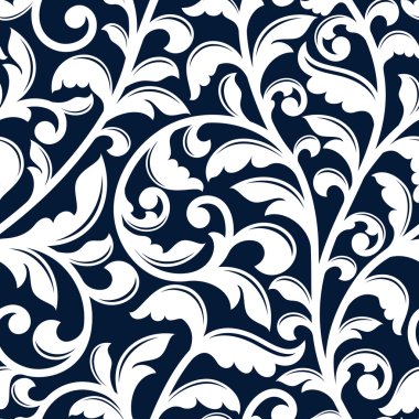 Ornamental white floral seamless pattern
