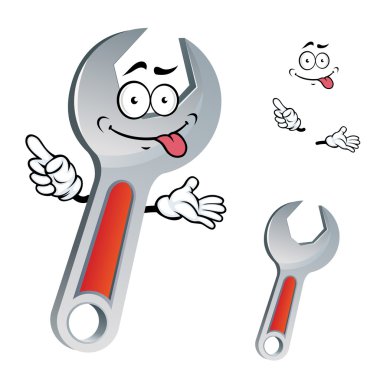 Cartoon spanner character with funny face