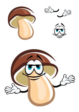 Çizgi film orman çam bolete mantar karakteri