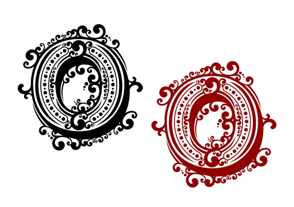 Lettre O avec éléments décoratifs rétro — Image vectorielle