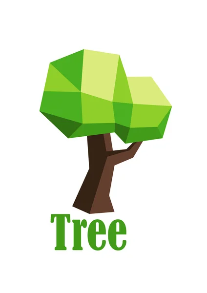 Árbol poligonal verde icono abstracto — Vector de stock