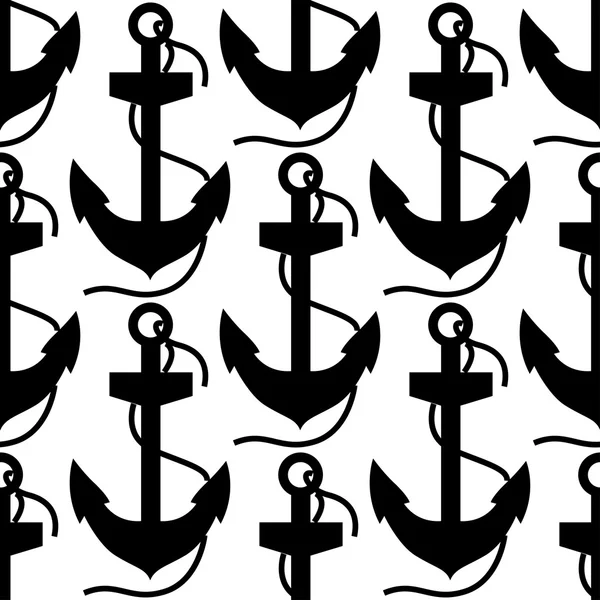 Nautical seamless pattern with anchors and ropes — Stock vektor