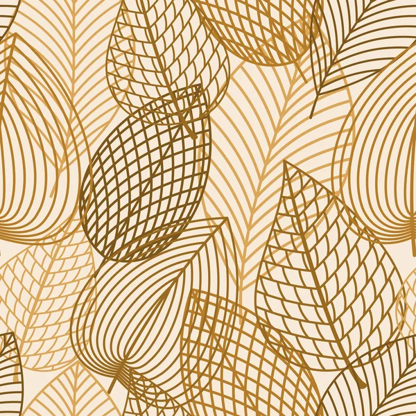 Automne brun et jaune feuilles motif sans couture — Image vectorielle