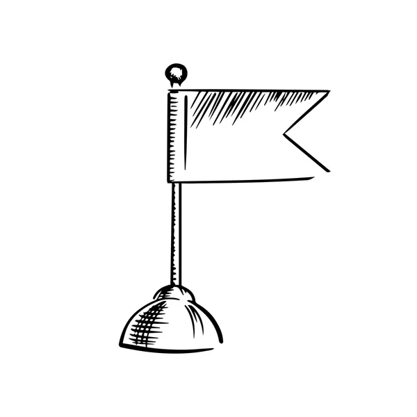 Icon of table flag on round stand sketch — Stock vektor