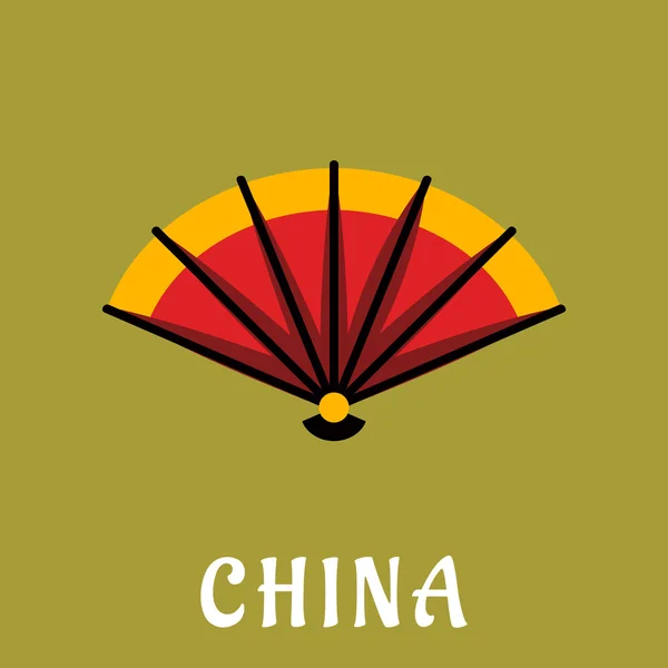 Abanico plegable abierto chino en estilo plano — Vector de stock