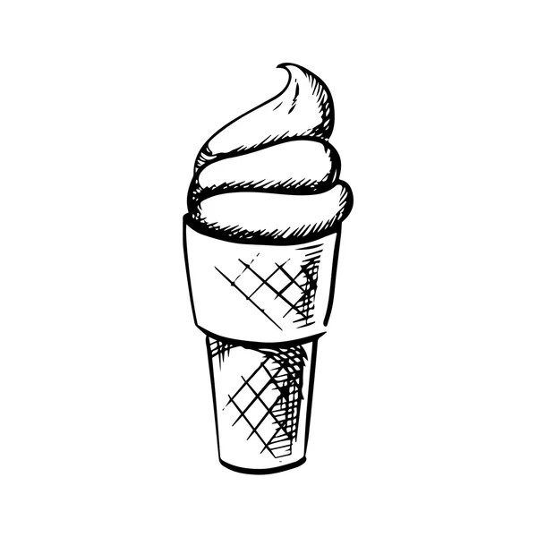 Helado suave en bosquejo de cono de gofre — Archivo Imágenes Vectoriales