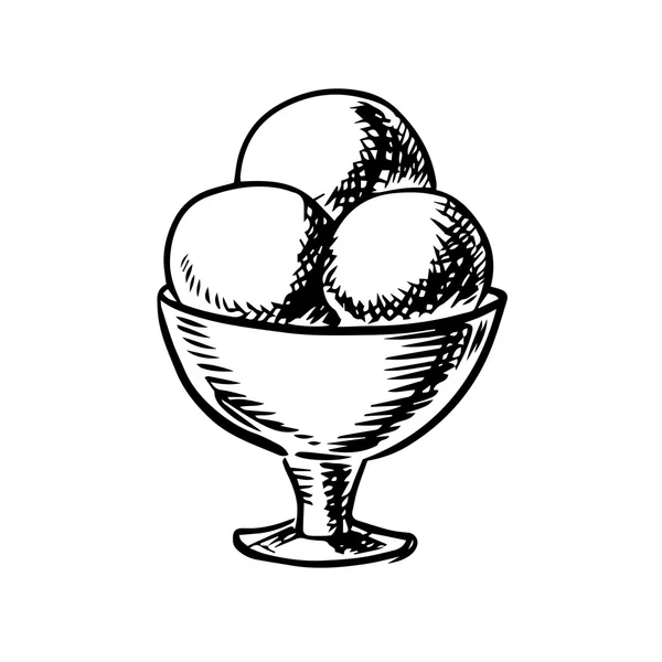 Náčrt kopečky zmrzliny v misce pohár — Stockový vektor