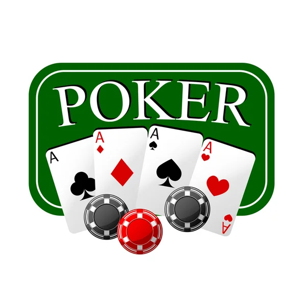 Poker embleem met kaarten en Casinofiches — Stockvector