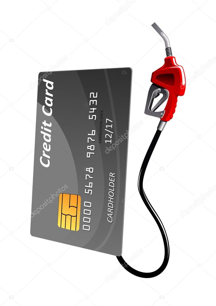 Credit card with gas pump nozzle