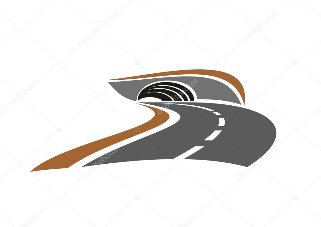 Mountain road tunnel abstract icon