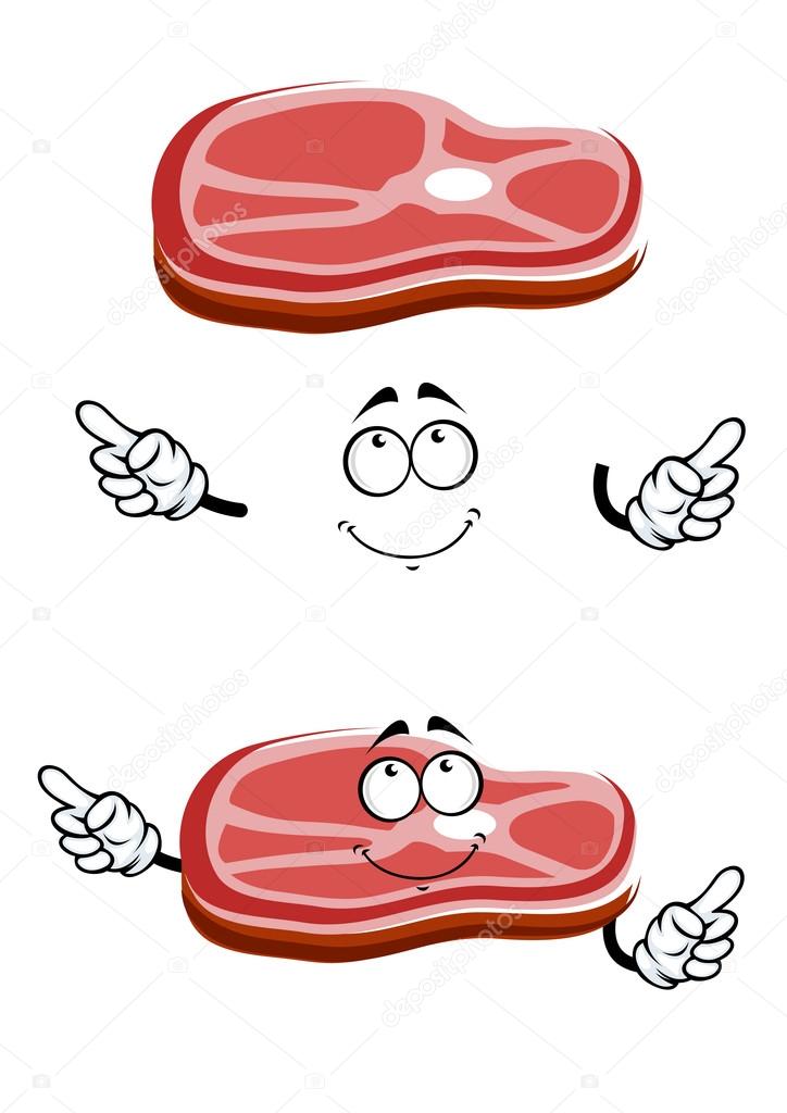 Cartoon raw beef steak slice
