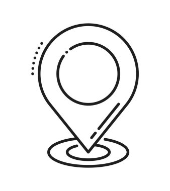 Destination, location point line icon or pictogram. Trip direction pin thin line vector symbol, travel destination lineart pictogram. Navigation marker linear sign or location point outline icon