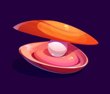 Çizgi film, açık inci kabuk ya da yumuşakça deniz tarağı. Su altı yaşamı değerli istiridye izole vektör istiridye, deniz mücevheri inci kabuğu. Deniz dibi ender deniz kabuğu ya da okyanus doğası değerli deniz tarağı yumuşakçaları.